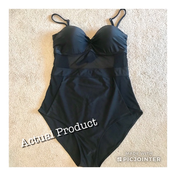 Black Mesh One Piece (Plus Size) - Picture 5 of 5